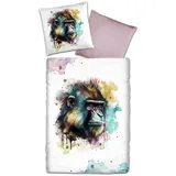 Traumschlaf Mako-Satin Tiere 155 x 220 cm + 80 x 80 cm