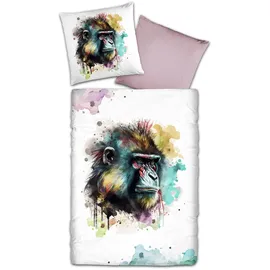 Traumschlaf Mako-Satin Tiere 155 x 220 cm + 80 x 80 cm