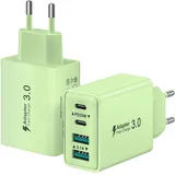 USB C Ladegerät, 2-Pack 40W 4 Ports USB C Stecker Schnellladegerät Mehrfach Ladestecker mit PD+QC Power Adapter Ladeadapter USBC Netzteil für iPhone 17 16 15 14 13 12 11 Pro Max, iPad, Samsung