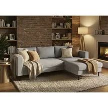 TRENDMANUFAKTUR Ecksofa TRENDMANUFAKTUR "Amazing II, wahlw. mit Schlaffunktion & Bettkasten, Fuß schwarz", schlamm, B:232cm H:81cm T:161cm, Sofas, Ecksofa, Recamiere beidseitig montierbar, L-Form,in Cord o. Struktur, B: 232 cm