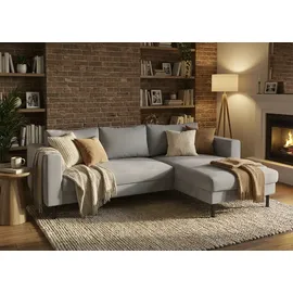 TRENDMANUFAKTUR Ecksofa TRENDMANUFAKTUR "Amazing II, wahlw. mit Schlaffunktion & Bettkasten, Fuß schwarz", schlamm, B:232cm H:81cm T:161cm, Sofas, Ecksofa, Recamiere beidseitig montierbar, L-Form,in Cord o. Struktur, B: 232 cm