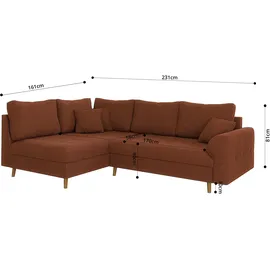 s-style möbel ECKSOFA Alma Terrakotta Cord - Ottomane links