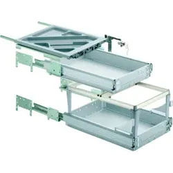 Hettich Container-Set mit Voll- und Überauszügen, Aluminium Optik, 530 mm