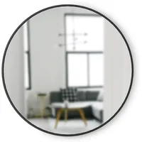 Umbra Hub Wandspiegel – Runder Spiegel für Diele, Badezimmer, Wohnzimmer und Mehr, Schwarz,