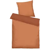 Tom Tailor Satin-Bettwäsche, 80x80 cm + 155x220 cm, 100% Baumwolle/Satin, mit Doppelnaht am Kissen, Wendemotiv und farbigem Markenreißverschluss, TWO-TONE SOLID COLORS Orange (Warm Coral)