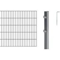 GAH Alberts Alberts Doppelstabmattenzaun als 6 tlg. Zaun-Komplettset | verschiedene Längen und Höhen | anthrazit | Höhe 80 cm Länge 4 m