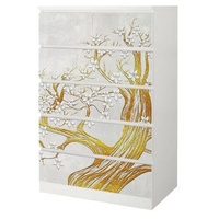 MyMaxxi Möbelfolie Kommodenaufkleber Malm Goldener Baum mit Blüten 80.2 cm x 111.6 cm