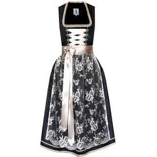 Alpenmärchen Dirndl Langes Dirndl Larissa in schwarz und creme - ALM662L 56