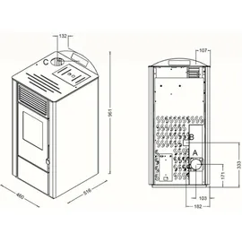 Apex Digital Pelletofen 9,5kW Pelletkamin Pelletheizung Kaminofen A+ Holzofen Glastür AWZ (schwarz/weiß)