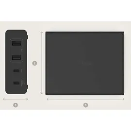 Belkin 108W 4-Port Ladegerät, 2x USB-C, 2x USB-A, schwarz, 2m Netzkabel
