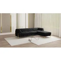 S-style möbel - Chesterfield Ecksofa mit Ottomane rechts Nova