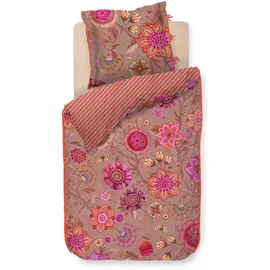 Pip Studio Bettwäsche Viva La Vida Pink Perkal Blüten Schmetterlinge Früchte Beeren Blätter, Größe:155 cm x 220 cm