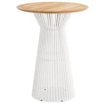 Niehoff Stehtisch Ø80 cm Aluminium Ivory/Tischplatte Teak natur