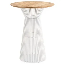Niehoff Stehtisch Ø80 cm Aluminium Ivory/Tischplatte Teak natur