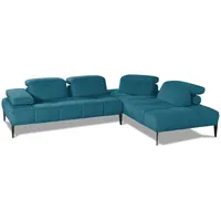 Ecksofa CALIA ITALIA "Skyline, Made in Italy, Design-Sofa, L-Form, mit Sitztiefenverstellung", blau, B:300cm H:77cm T:224cm, Sofas, verstellbare Armlehne und Kopfstütze für maximalen Komfort