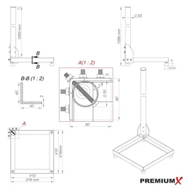 PremiumX Balkonständer 40x40cm Aluminium 1m Mast Ø 50mm Eck SAT-Halter für Satelliten-Schüssel Flachdach-Ständer