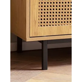 FineBuy TV Schrank 120 cm Holz Eiche Fernsehkommode Wiener Geflecht
