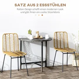Homcom Esszimmerstühle PE-Rattan, Stahl