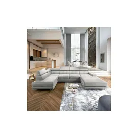 masseno Ecksofa SIENA Velours 5-Sitzer Grau