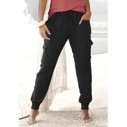 Schlupfhose LASCANA, Damen, Gr. 36, N-Gr, schwarz, Web, Obermaterial: 100% Viskose, unifarben, casual, figurumspielend lang, Hosen, aus gewebter Viskose mit Taschen, Stoffhose, Cargohose