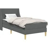 Bettgestell mit Matratze Dunkelgrau 100 x 200 cm Polyester - Grau/Dunkelgrau