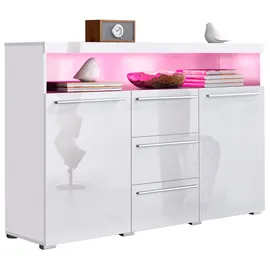 INOSIGN Sideboard »India,Breite 132cm stilvolle Anrichte mit 2Türen, 3 Schubladen«, Kommode viel Stauraum, Einlegeböden verstellbar,ohne Beleuchtung weiß