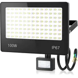 HAPYLUMI LED Strahler mit Bewegungsmelder, 100W 10000LM LED Fluter Außen IP67 Wasserdicht, 6500K Kaltweiß LED Scheinwerfer Aussenstrahler für Garten Garage Haus Hof