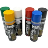 Sprayfarben-Set 6 Farben je 200 ml. Schnelltrocknende Sprühfarben für Holz, Stein, Wand, Metall, Glas. Ideal für Reparaturen, Graffiti usw. Glänzend, Spraydose, Hochglanz, Sprühlack