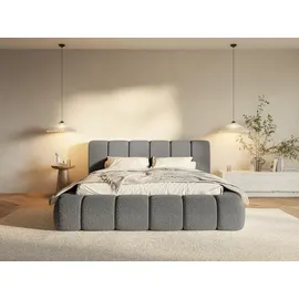 FEDVE Polsterbett Anthrazit Textil, 140x200 cm, - Dunkelgrau