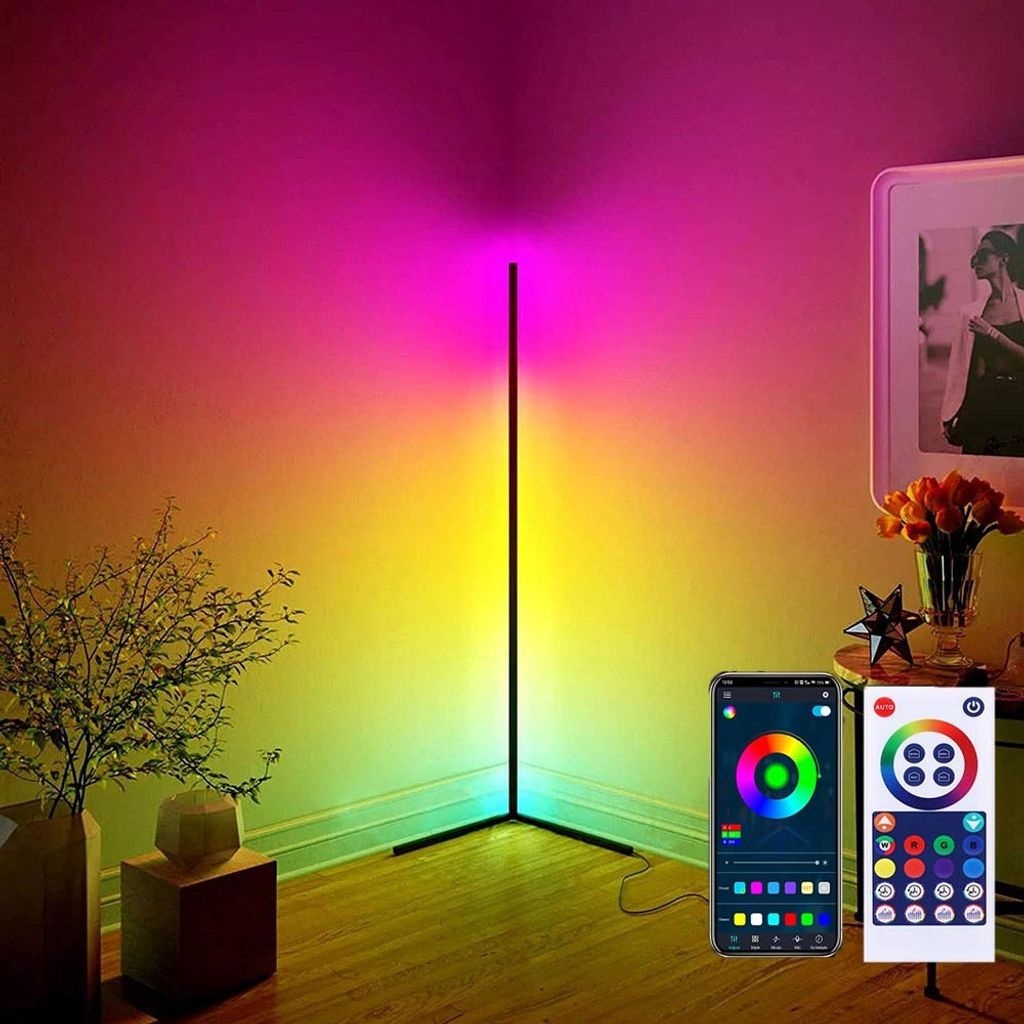 RGB LED Stehlampe Dimmbar Fernbedienung, Standleuchte APP-Steuerung, LED Ecklampe Musik Sync. Stimmungslicht für Gaming Wohnzimmer Party