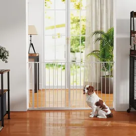 PawHut Hunde Türschutzgitter Treppenschutzgitter, 75-145 cm Hunde Türgitter Weiß - Weiß