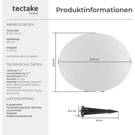 Tectake tectake® Kugelleuchte, mit LED-Beleuchtung, 12 W, samt Fernbedienung und Leuchtmittel, inklusive Erdspieß
