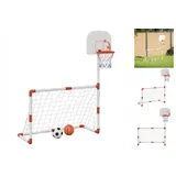 vidaXL Fußball- und Basketball-Set für Kinder mit Bällen 98x50x70 cm