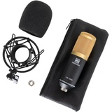 Pronomic CM-100BG Studio Großmembranmikrofon XLR-Kondensatormikrofon (mit Mikrofonspinne, Etui, Windschutz, Reduziergewinde) schwarz