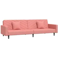 vidaXL Schlafsofa 2-Sitzer mit 2 Kissen Rosa Samt