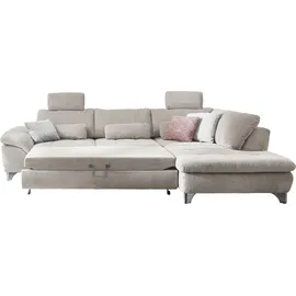 die planbar Ecksofa MP-IN14007, Breite 306 cm, wahlweise mit Bettfunktion und verstellbaren Kopfstützen, in Cord beige