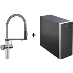 Blanco Choice Icona Komplettset – Edelstahl gebürstet | Küchenarmatur inkl. Choi...