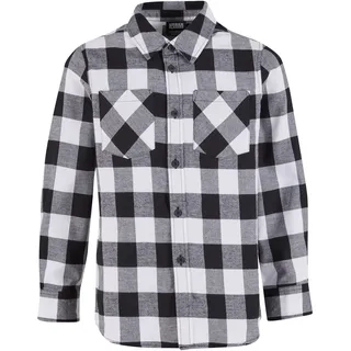 URBAN CLASSICS Checked Flanell Langarmhemd Black / White 158-164 cm