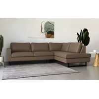 PLACES OF STYLE Ecksofa »Pinto, 290 cm, Ottomane links / rechts«, Cord, Feincord, Luxus-Microfaser Leder und Chenille braun