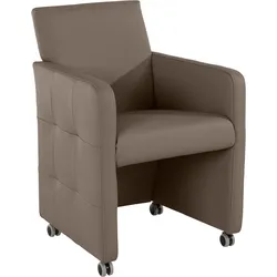 Sessel EXXPO - SOFA FASHION "Barista Clubsessel auf Rollen, schmale Armlehnen, aktuelles Design", beige (sahara), B:61cm H:88cm T:70cm, Sessel, Esszimmersessel, bequem und komfortabel, Breite 61 cm