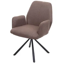 Esszimmerstuhl MCW-H71, Küchenstuhl Lehnstuhl Stuhl, Stoff/Textil Stahl ~ braun