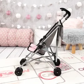 Bayer Puppenbuggy BAYER, schmetterling grau, rosa, Puppenwagen, KinderB:27cm H:56cm T:47cm, Kunststoff, Metall, Polyester, mit Tasche, B:27cm H:56cm T:47cm