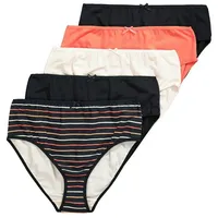 Ulla Popken Damen 5er, Midi-Briefs, Colourfull Stripes Unterwäsche, Schwarz,