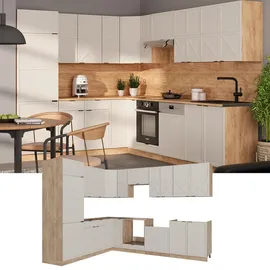 Vicco Winkelküche L-Form 227 x 287 cm Grau/Beige