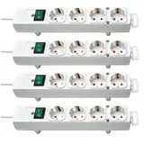 Brennenstuhl Comfort-Line Plus Steckdosenleiste 4-Fach (Steckerleiste mit Flachstecker und Schalter, Mehrfachsteckdose mit 2m Kabel und extra Breiten Abständen der Steckdosen) weiß (4er Pack)