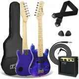 3rd Avenue E-Gitarrenset für Kinder in 1/4-Größe, Junior-Gitarre für Anfänger – mit tragbarem Verstärker mit 5 W, Kabel, Tasche, Plektren und Gurt – in Lila Galaxie