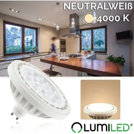 Lumiled LED-Leuchtmittel ES111 GU10 Fassung Spot Strahler Spannung 230V 15W (Entspricht 100 Watt) Neutralweiß 4000K 38 Grad Abstrahlwinkel weiß 1521 Lumen Ra>80