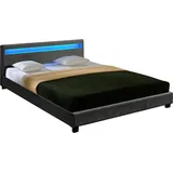 Corium Bett Skagen mit LED Beleuchtung 140x200cm Bettgestell mit Lattenrost Stoff - Grau