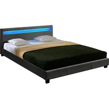 Corium Bett Skagen mit LED Beleuchtung 140x200cm Bettgestell mit Lattenrost Stoff - Grau