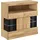 OTTO home Kommode OTTO HOME "Ribe 85cm breit,35 cm tief, Fronten Massivholz,2 Türen mit Glaseinsatz", braun (eiche teilmassiv), B:85cm H:80cm T:35cm, Holz teilmassiv, Sideboards, Kommode, Holz massiv, Holzwerkstoff,3 breite Fächer